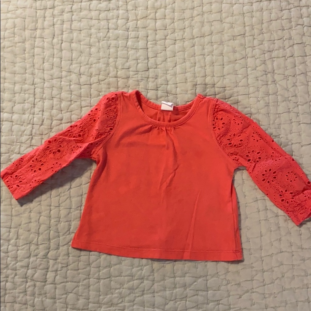 Adorable Baby Gap top with brodarie sleeves